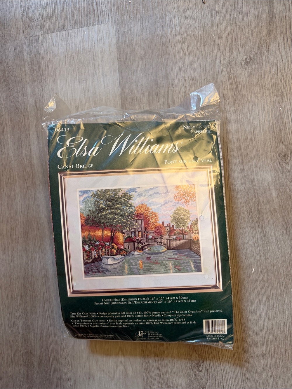 Elsa Williams 'Canal Bridge' Needlepoint Kit in Green, Cream, Brown